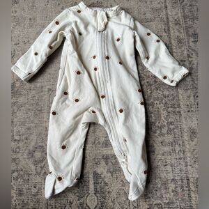 Mebie Baby Cream Suns Footed Zipper One Piece 0-3 Months